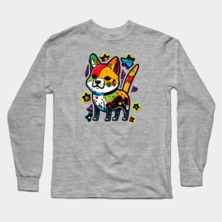 Adorable Zombie Shiba Inu Alien Cartoon for Dog and Sci-Fi Lovers Long Sleeve T-Shirt